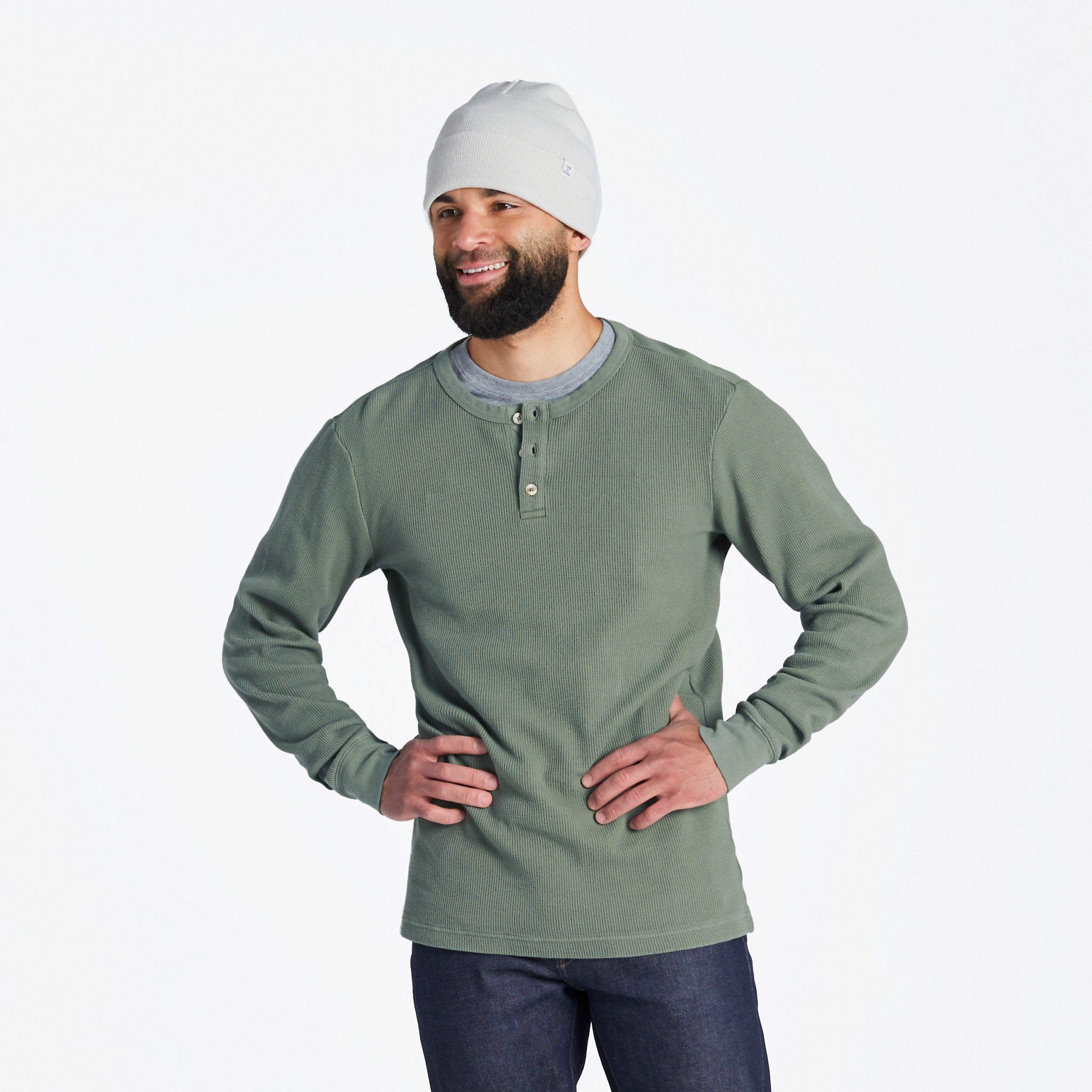 Product image for "Men's Solid Thermal Henley" ||101695_1