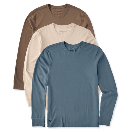 Product image for "Mens Solid 3-Pack Long Sleeve Crusher Tee  Multi 6" ||190140PACK_1