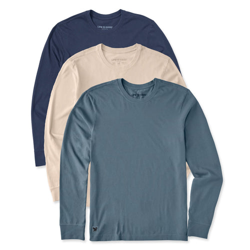 Product image for "Mens Solid 3-Pack Long Sleeve Crusher Tee  Multi 7" ||190141PACK_1